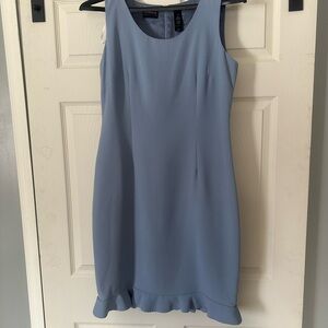 Liz Claiborne Light Blue Ruffle Hem Mini Dress